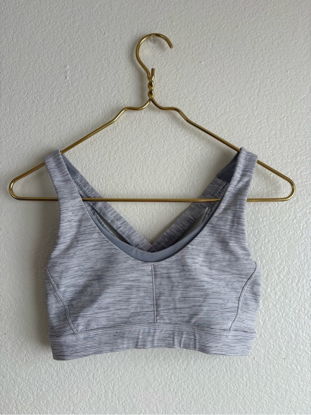 lululemon athletica Light Gray Striped Sports Bra